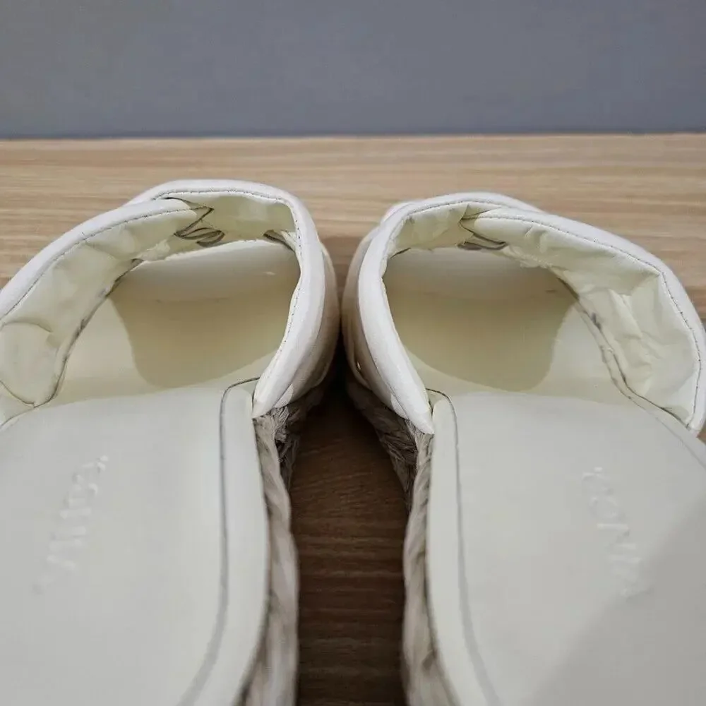 NEW Vince Gilian Woven Espadrille Wedge Sandal Marble Cream Size 8